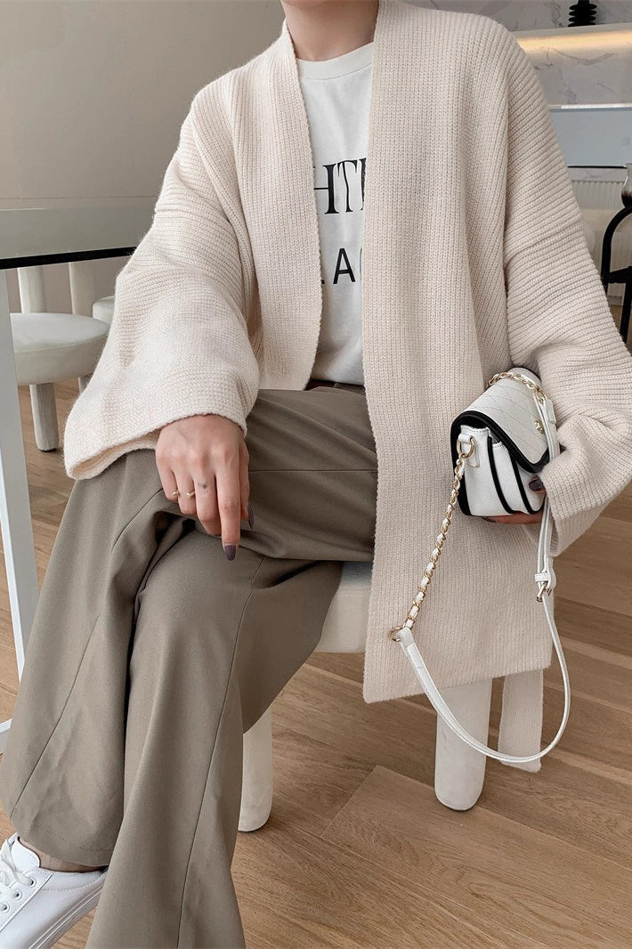 Chic Oversized Belted Knit Cardigan for Effortless Style