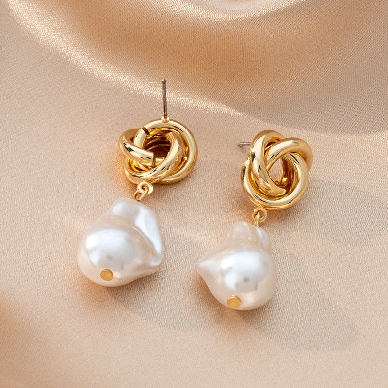 Vintage Irregular Baroque Imitation Pearl Earrings