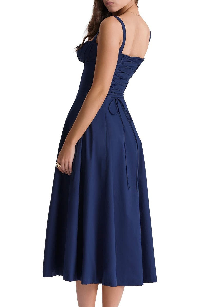 Floral Spaghetti Strap Ruched Fit and Flare Midi Dress - View 21