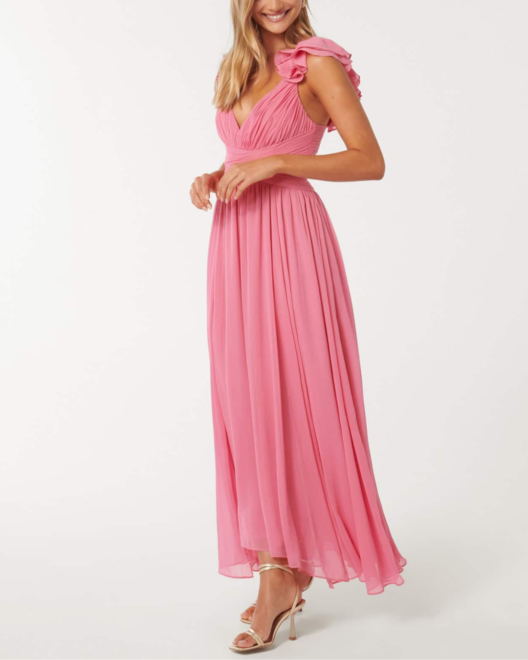 Ruffle Shoulder Maxi Dress - Fashionpara