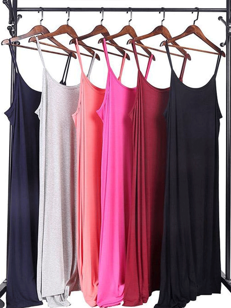Modal Scoop-Neck Spaghetti-Strap Slip Midi Dress 10