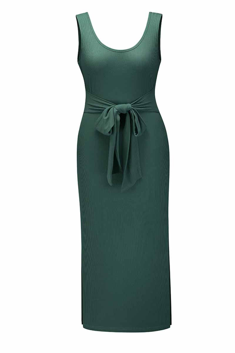Florcoo Sexy Bandage Solid Maxi Dress