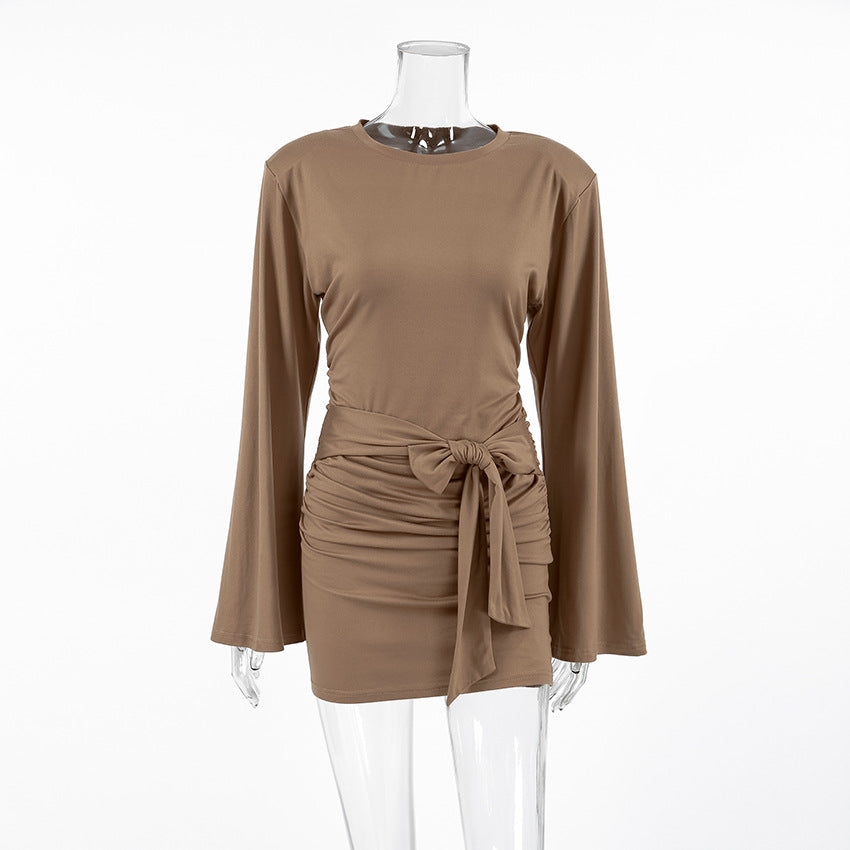 Mocha Mousse Mini Dress - Brown