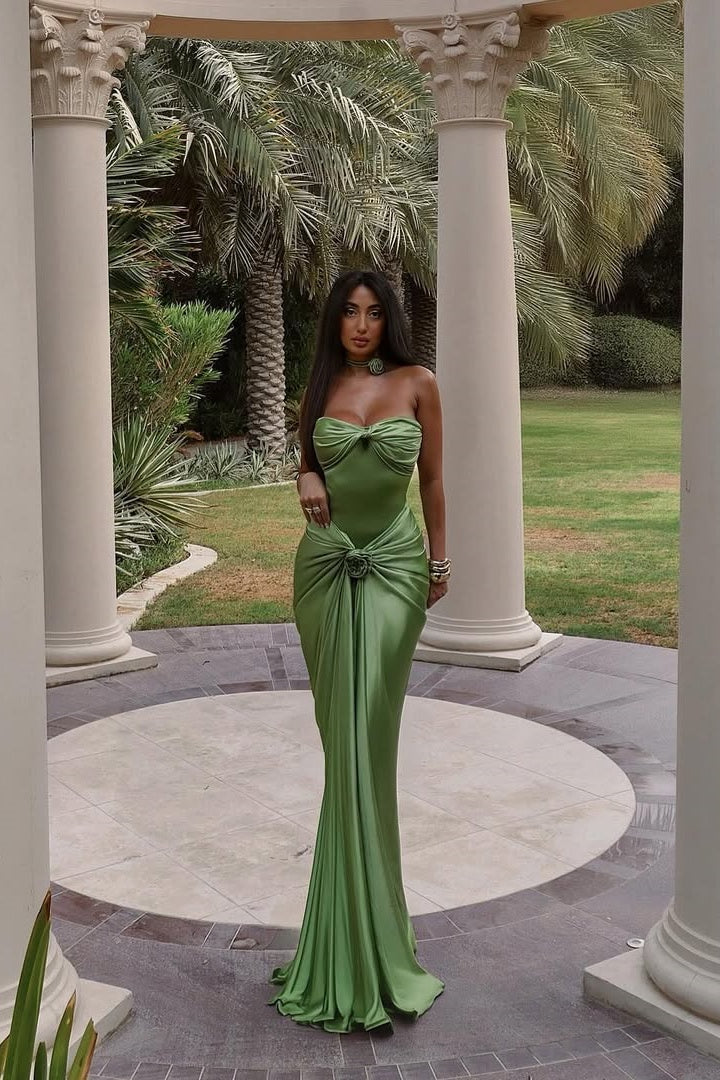 Hot Mermaid Sweetheart Green Long Party Dress with Ruffles