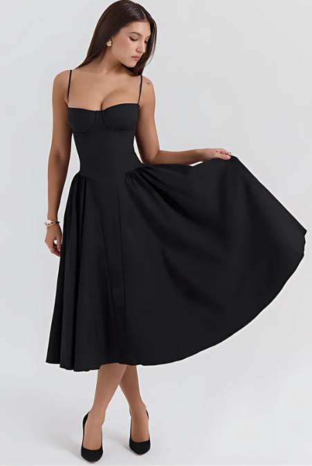 Corset Bustier Fit and Flare Midi Dress 8