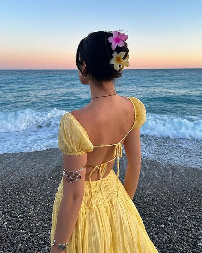 Elegant Backless Strap Holiday Dress - Fashionpara