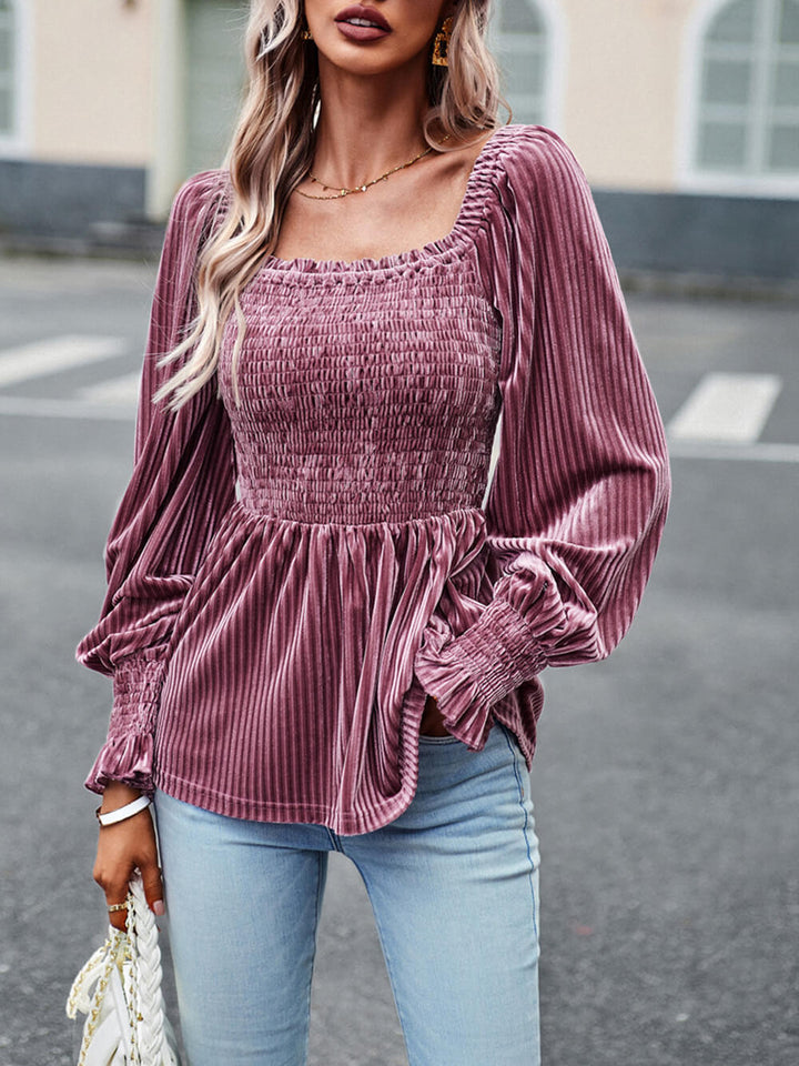 Elegant Commuter Long-Sleeved Velvet Shirt - Fashionpara