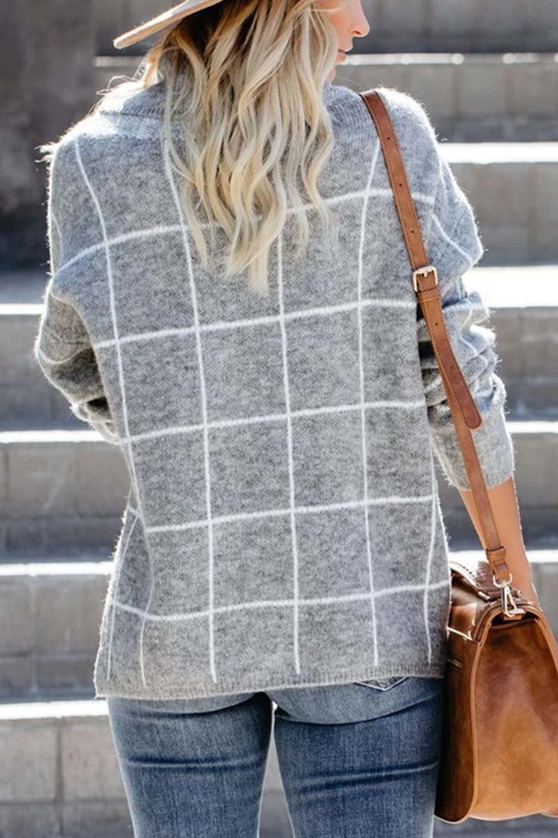 Florcoo Stylish Turtleneck Plaid Sweater in 5 Colors