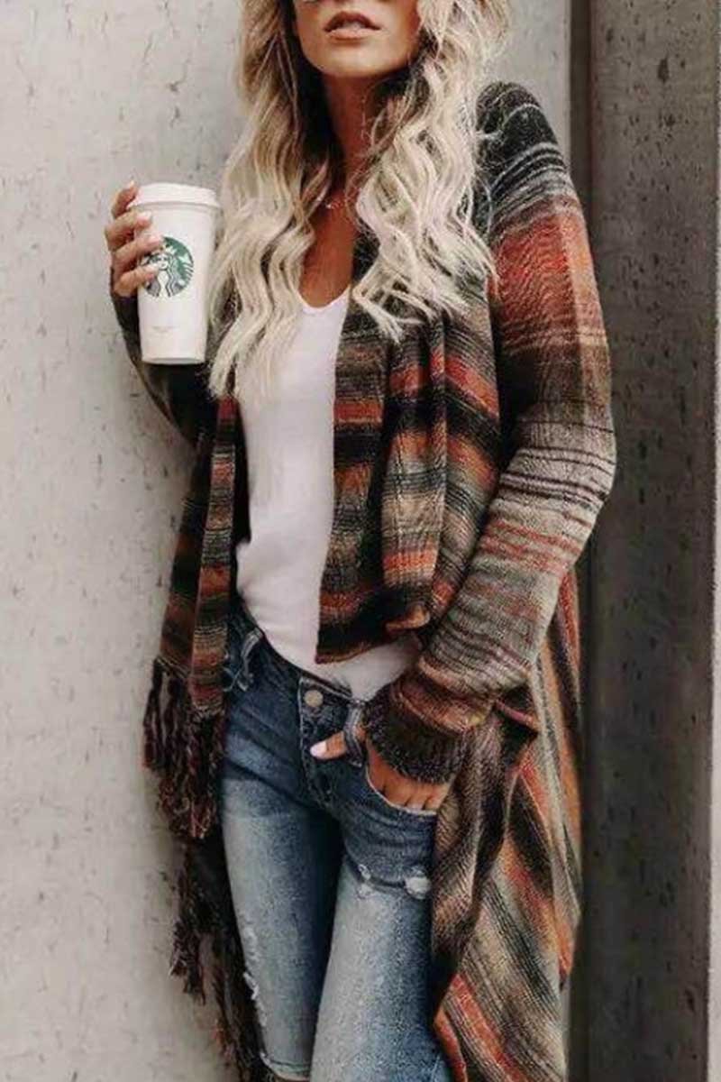 Florcoo Striped Shawl Sweater - Stylish and Versatile Top