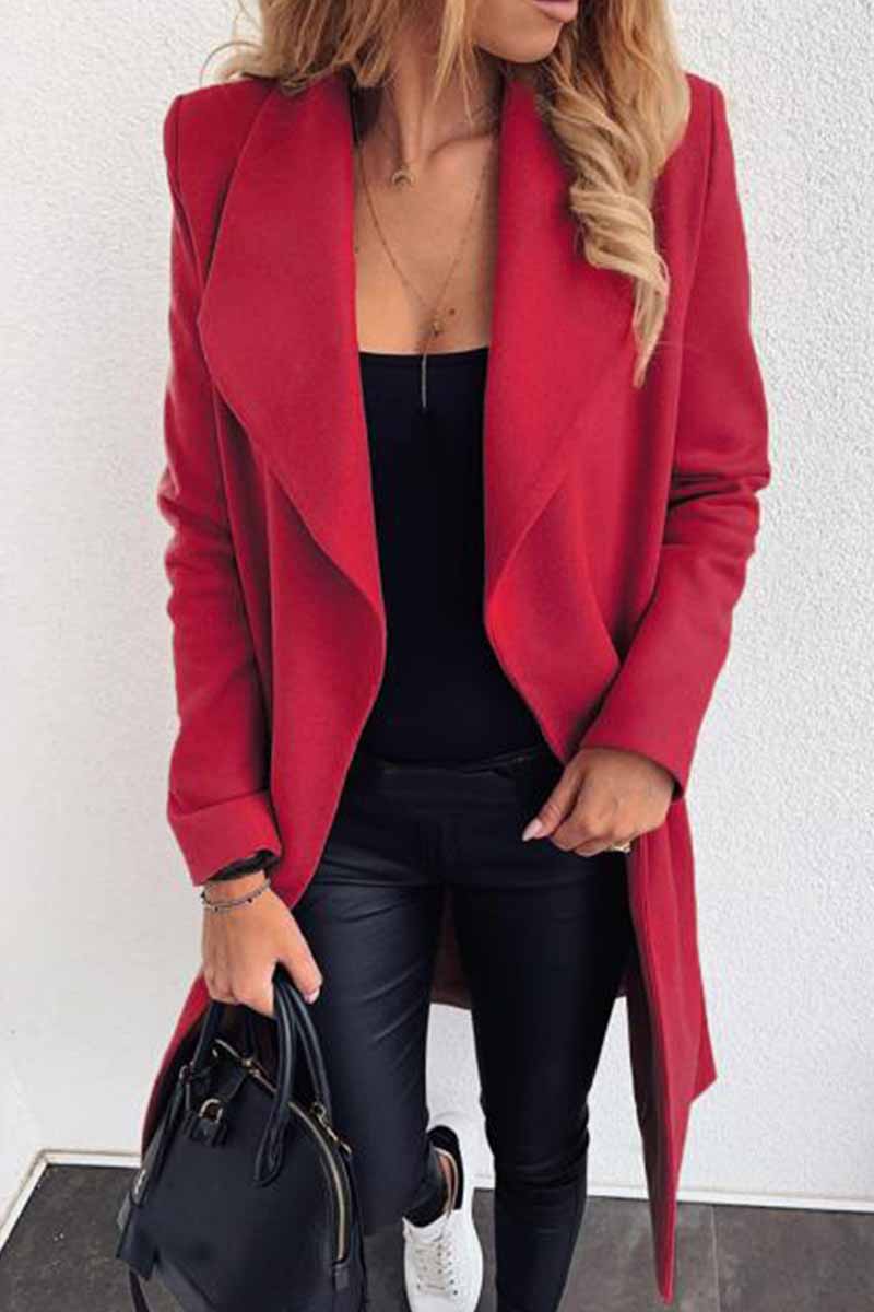 Florcoo Lapel Solid Color Coat(3 Colors)
