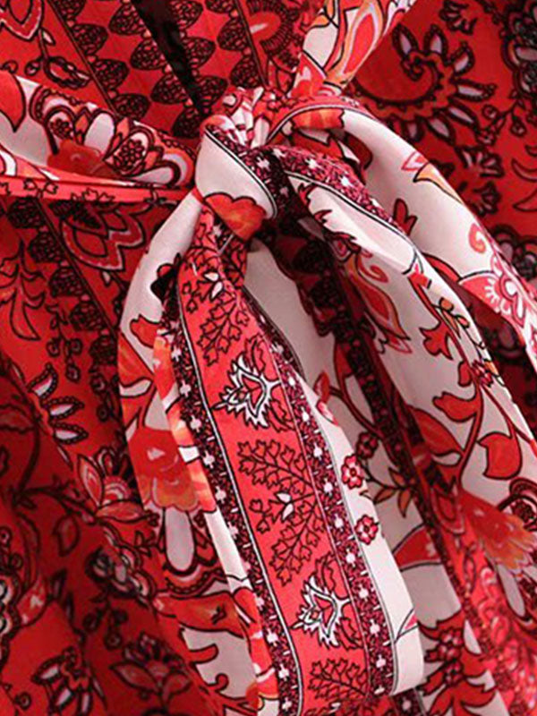 Bride To Be Floral Print Red Cotton Viscose Long Length Gown Kimono - Fashionpara