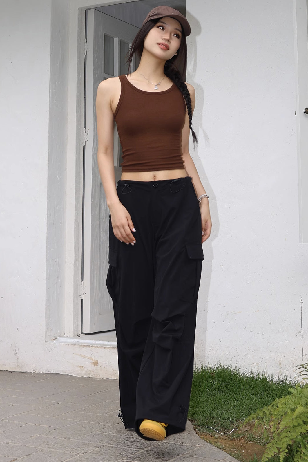 Lace Up Side Pocket Side Cargo Pants