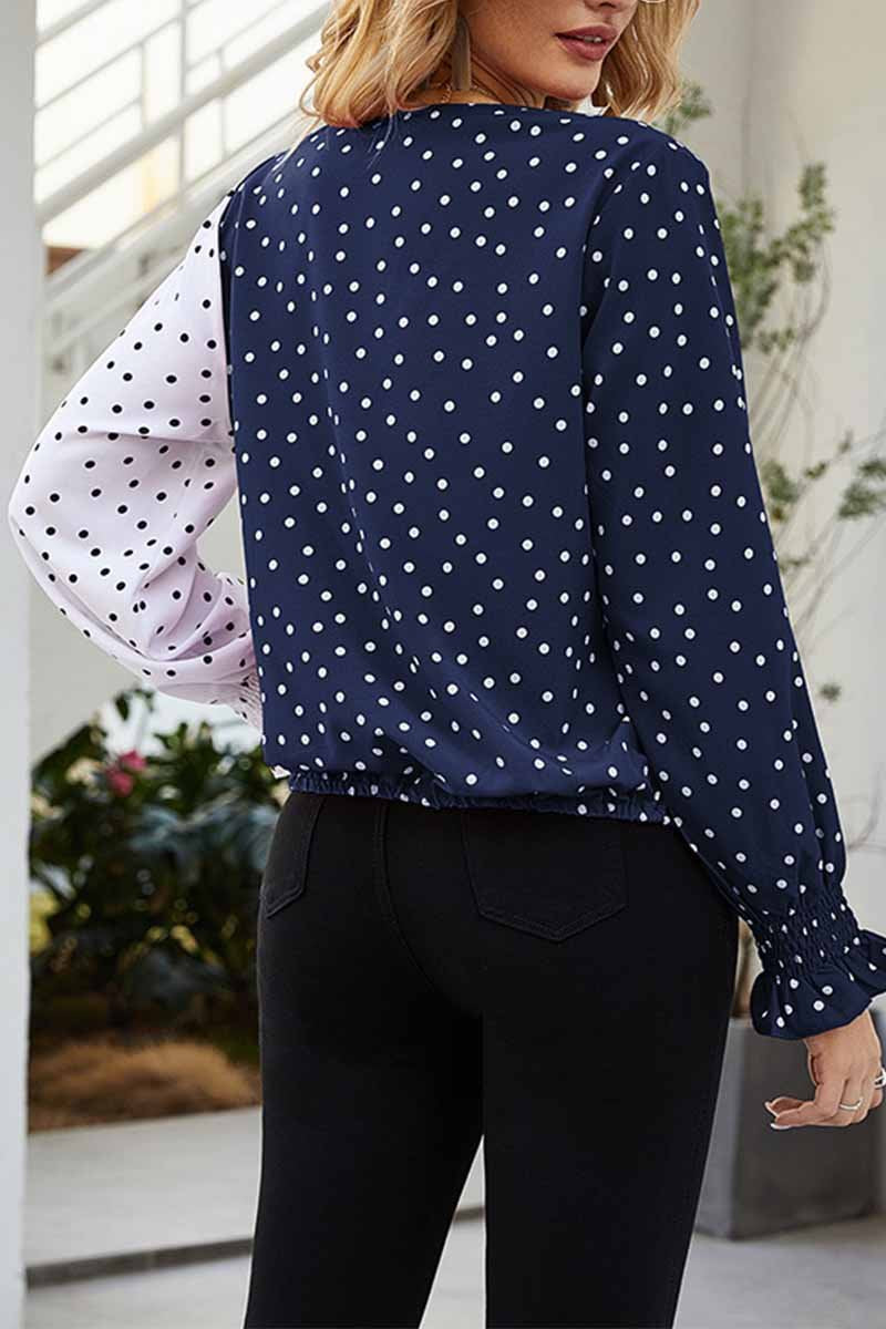 Florcoo Polka Dot V- Neck Shirt