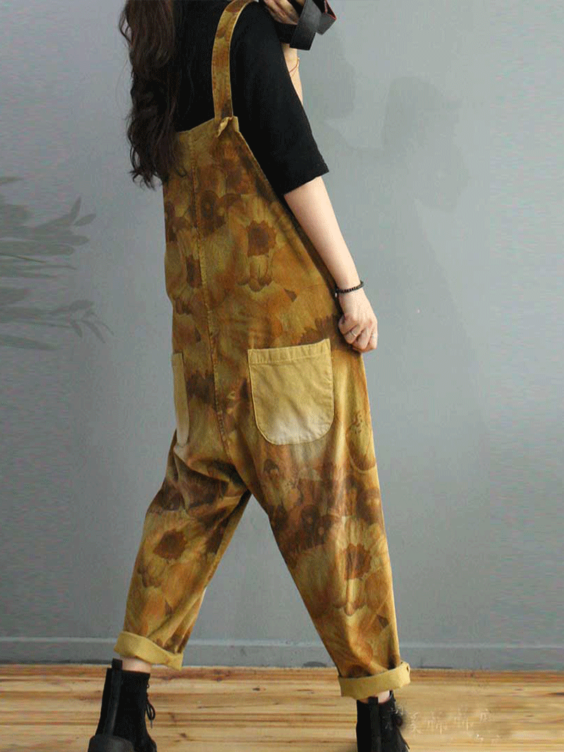 Foggy Season Cotton Tie-Dye Print Overall Dungaree - Fashionpara