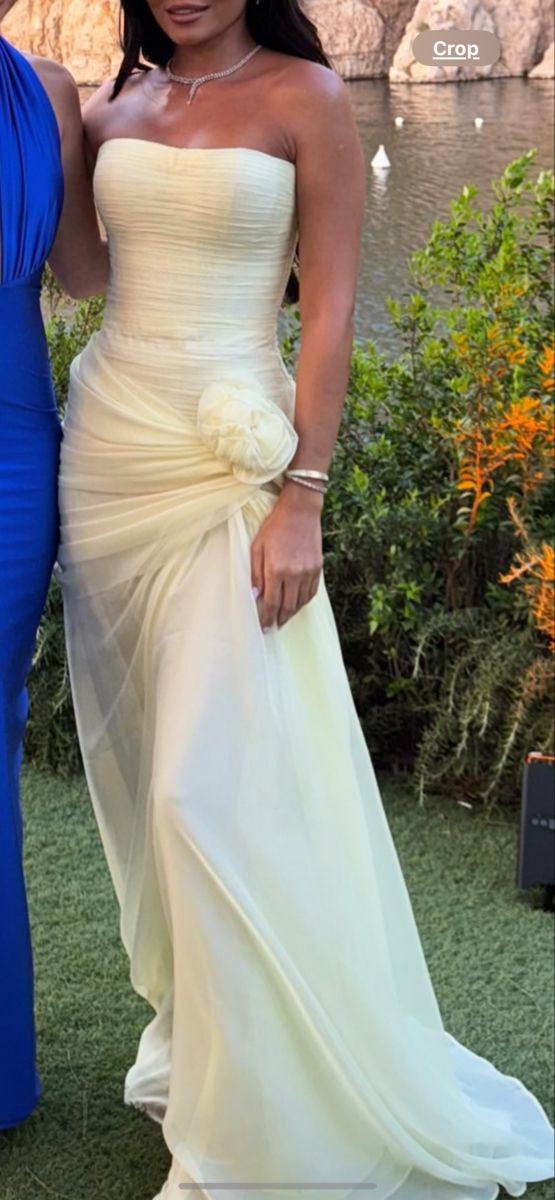 Light Yellow Chiffon Prom Dress Simple Graduation Dress Evening Dress - Fashionpara