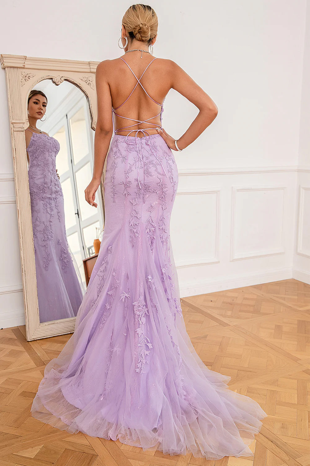Fuchsia Mermaid Long Prom Dress with Appliques