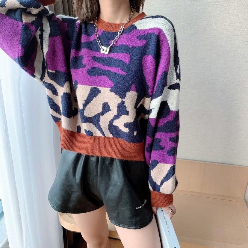KittenAlarm - Sexy Leopard Pattern O-Neck Sweater