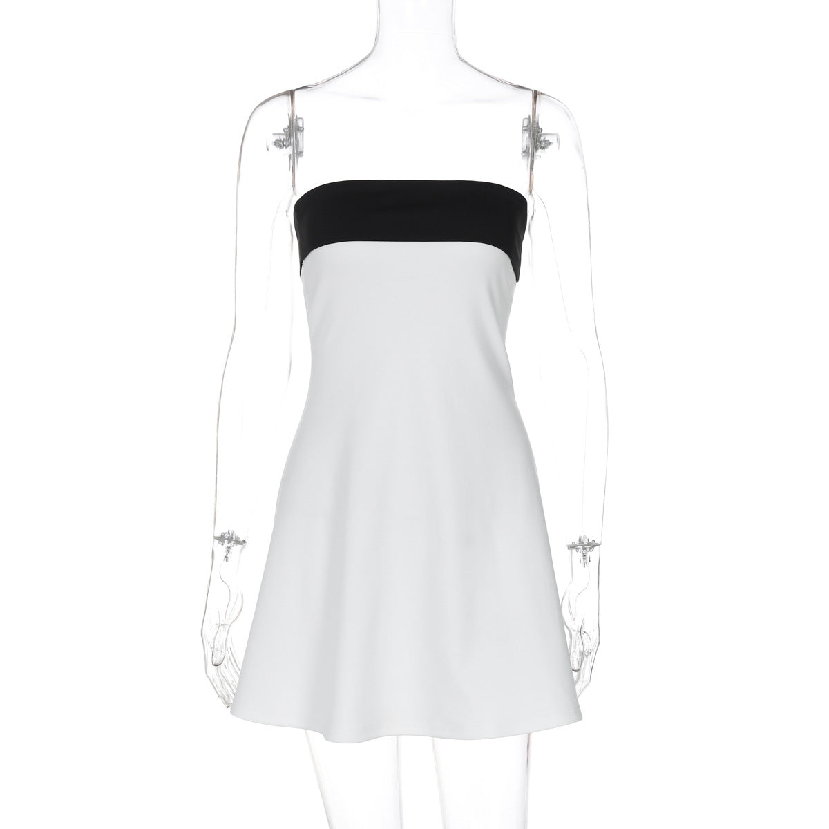 Contrast-Panel Strapless Bandeau Mini Dress 5