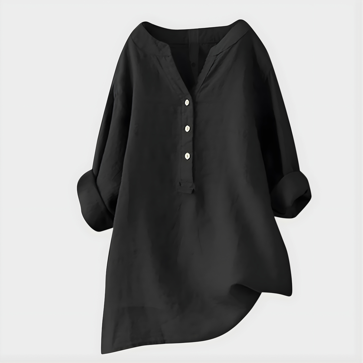 Notch Neck Button Front Long Sleeve Linen Blouse 7