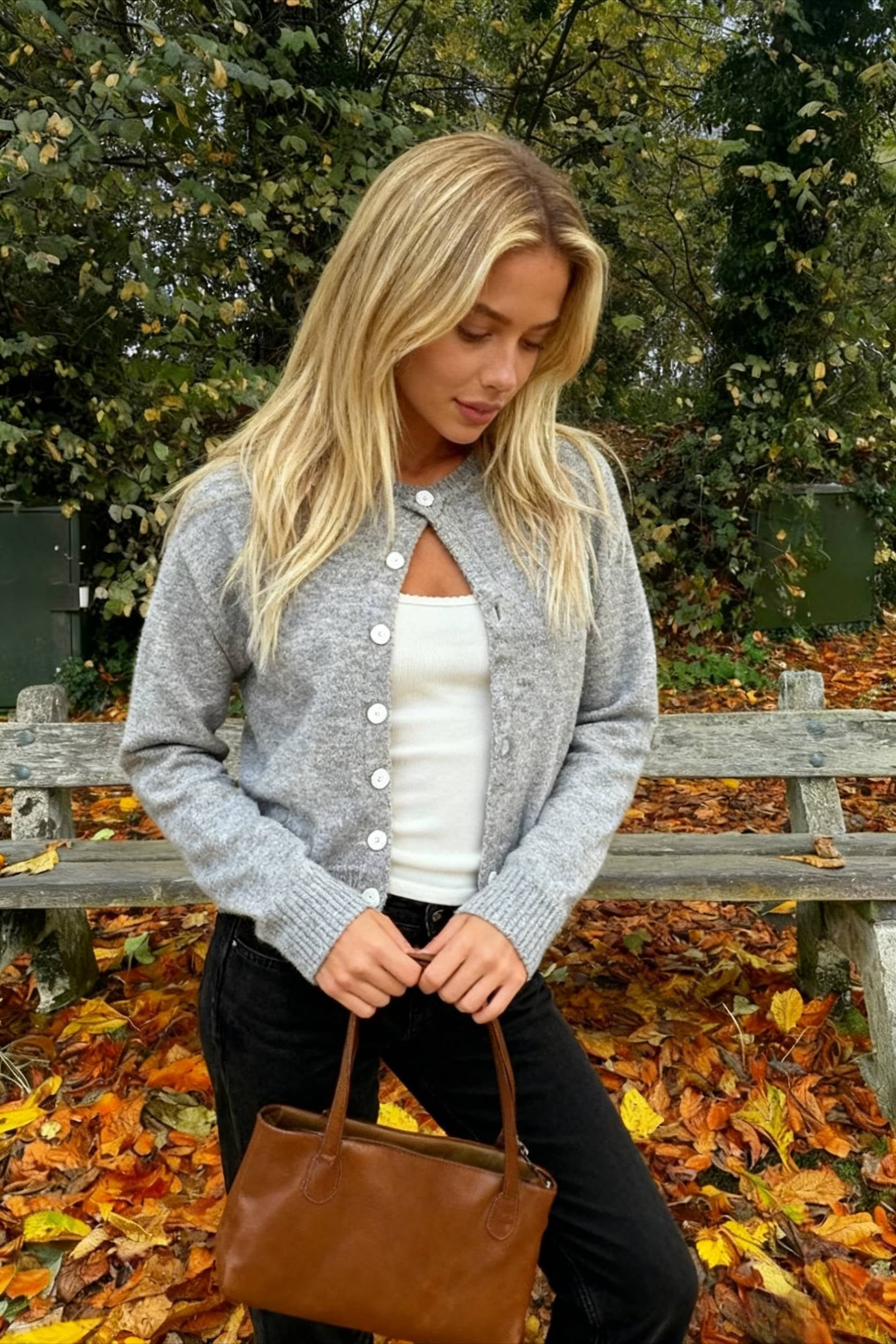 Retro Round Neck Long Sleeve Knit Cardigan - Fashionpara