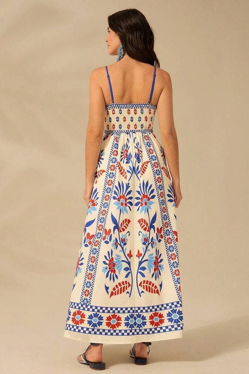 Tropical Floral Ruffle Beach Boho Dress