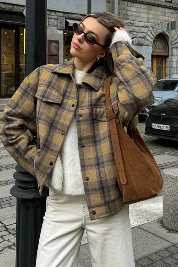 Vintage Loose Plaid Wool Coat for Timeless Style and Comfort