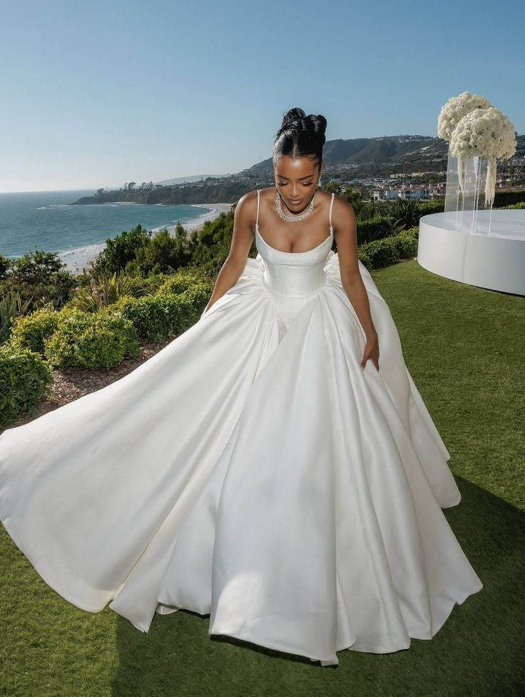Spaghetti Straps White Wedding Dress Simple Bride Gown