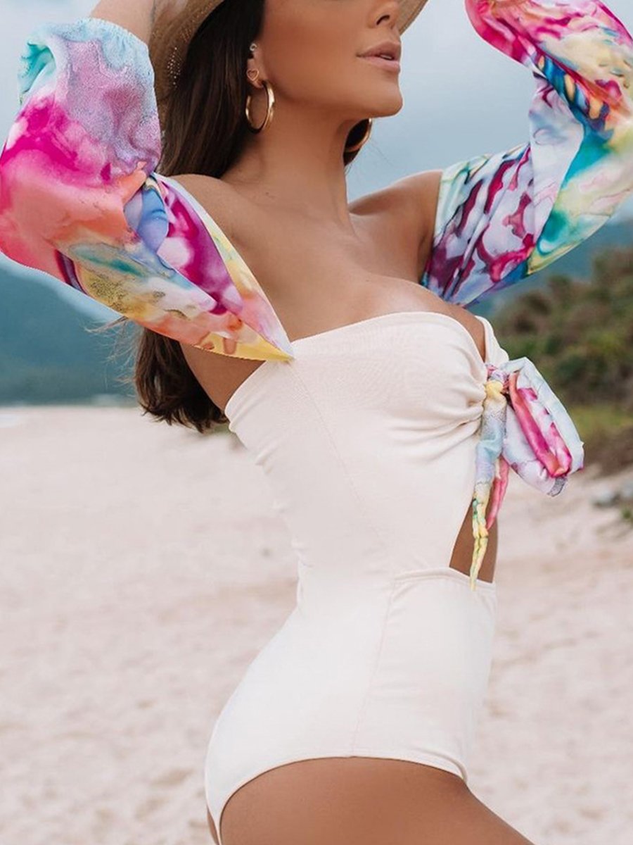 Floral Off Shoulder One-piece Swimsuit - Fashionpara
