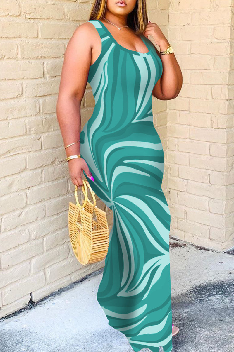 Sexy Print Basic U Neck Vest Dress Dresses  Fashionpara