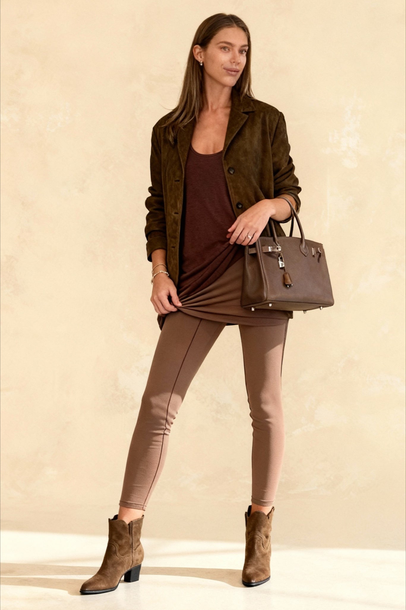 Fashion Elegant Casual Stylish Warm Brown Lapel Jacket