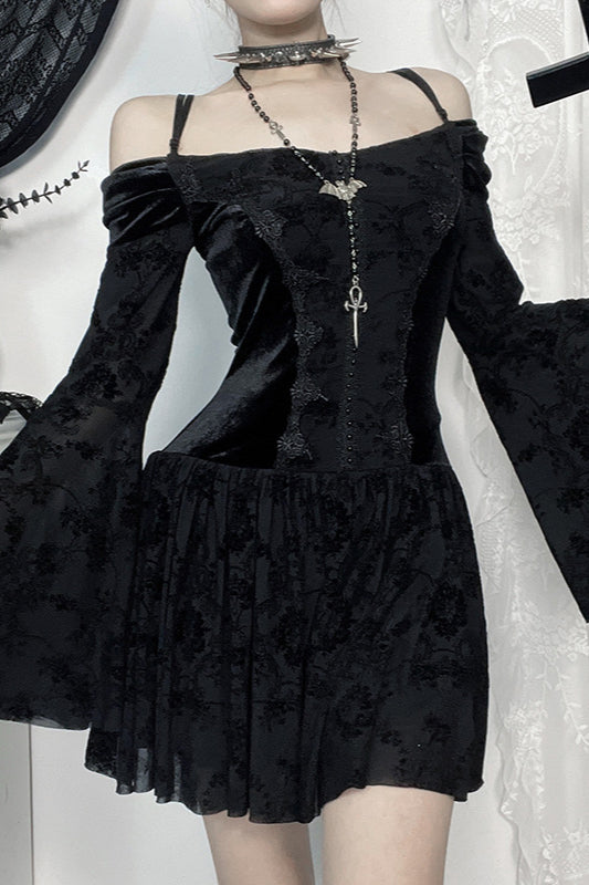 Off Shoulder Velvet Gothic Dress