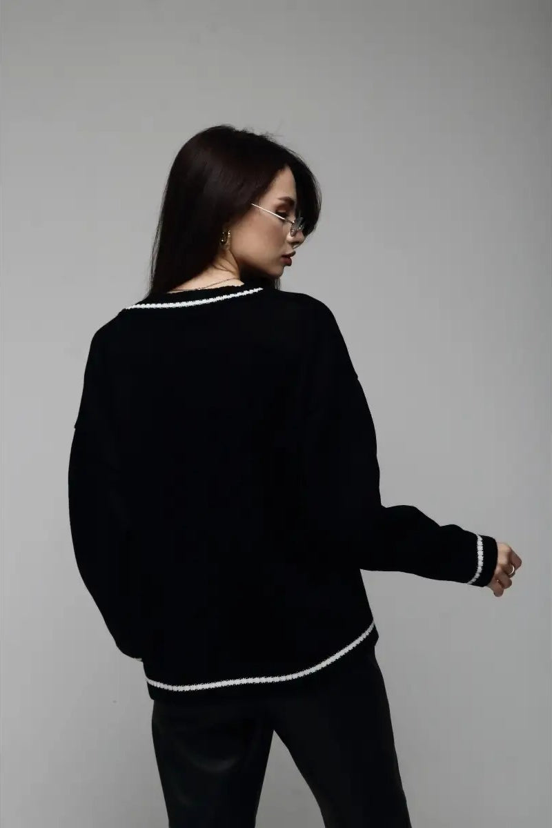 Casual Knit V Neck Sweater