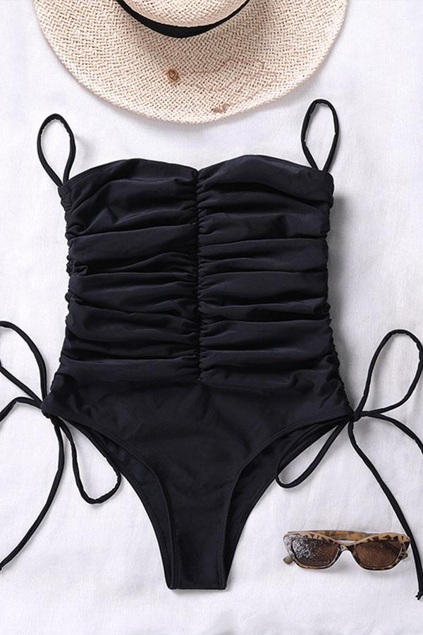 Black One-piece Tube Top Sexy Swimsuit - Fashionpara