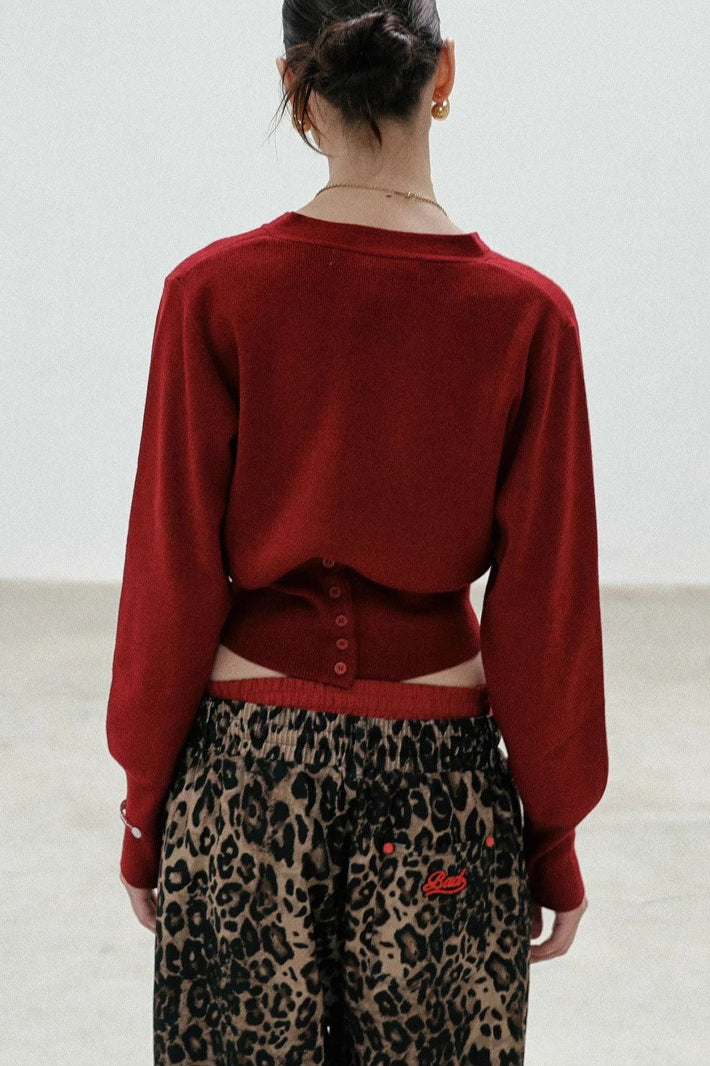 Vintage Red Cropped Cardigan