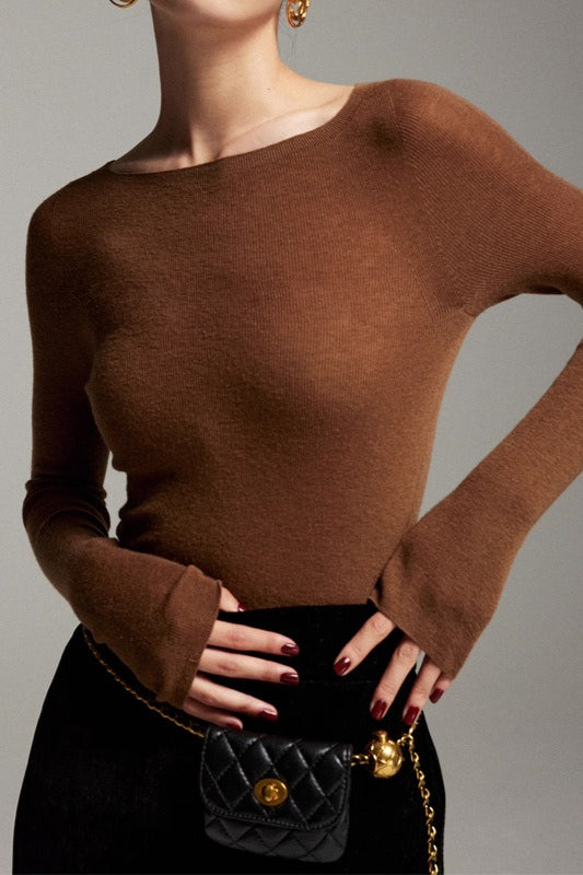 Seamless Silk Touch Crewneck Knit Top