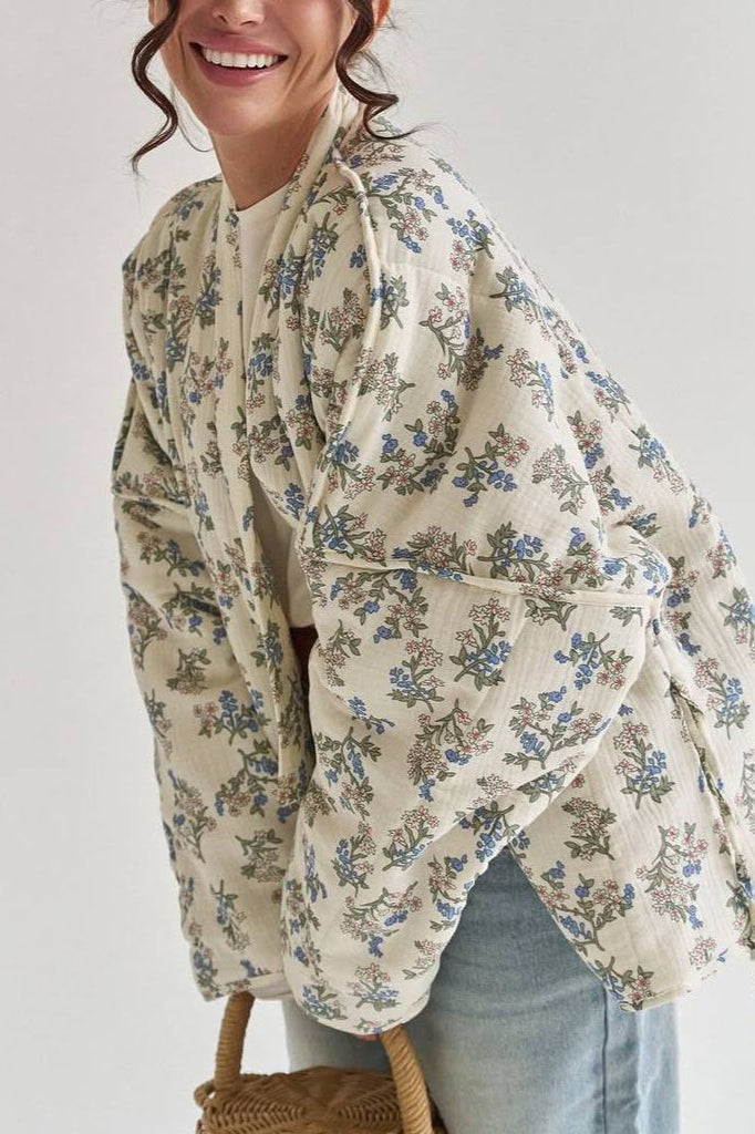 Elegant Vintage Floral Quilted Coat for Timeless Style