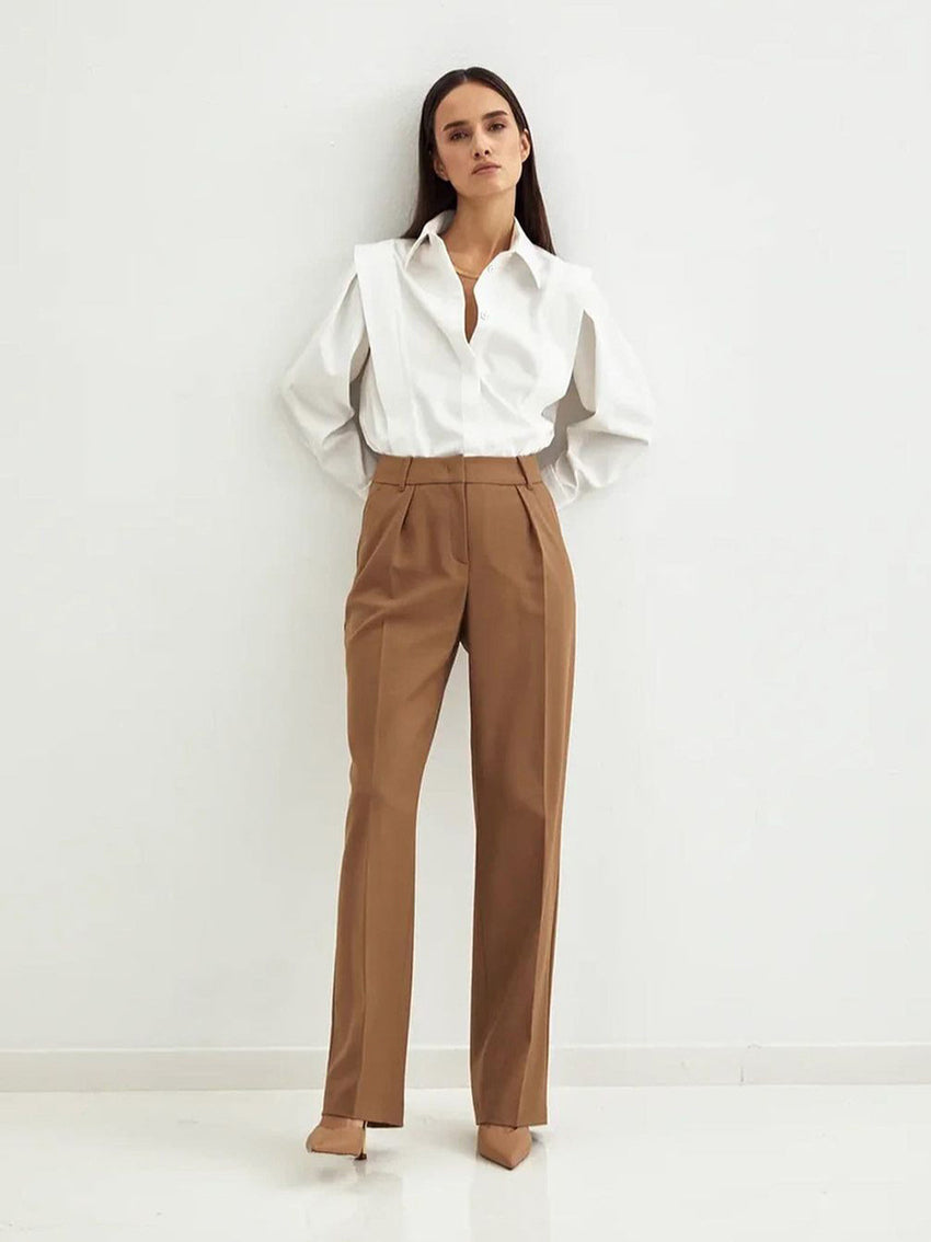 Structured Square Shoulder Panelled Blouse