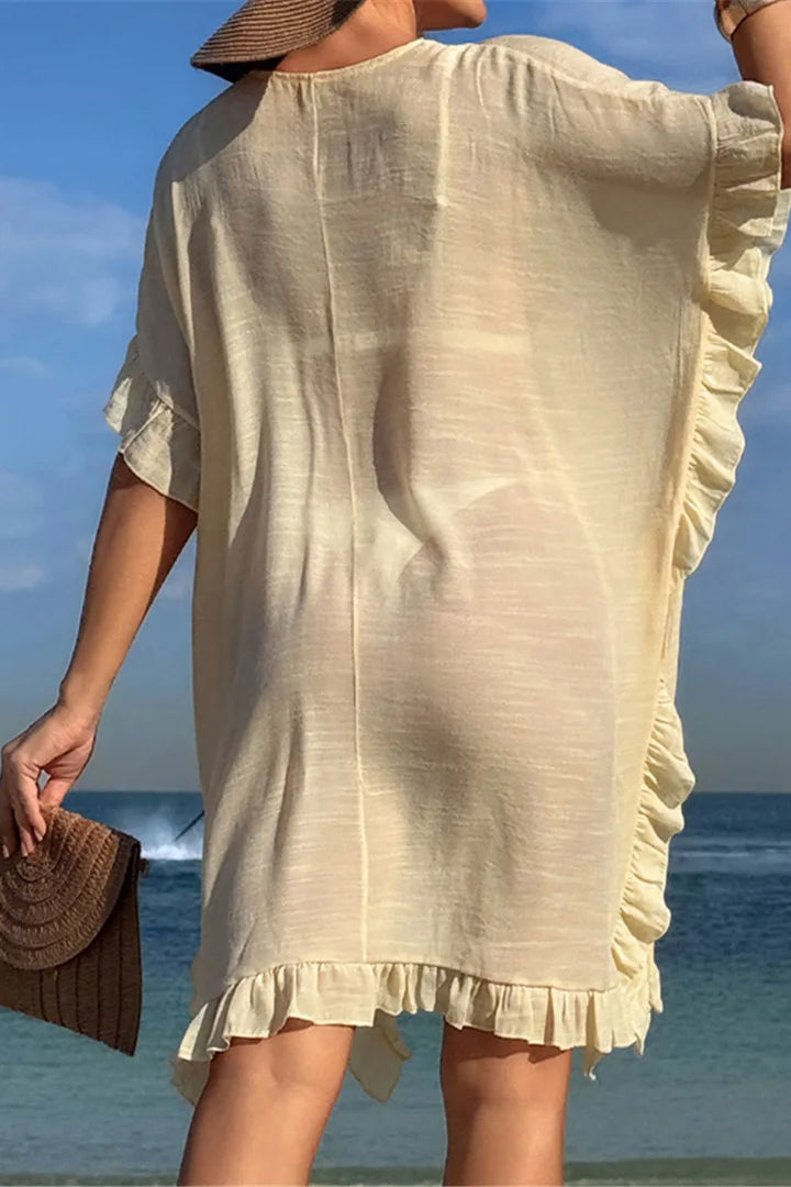 Short Sleeve Crochet Tunic Boho Dress 4