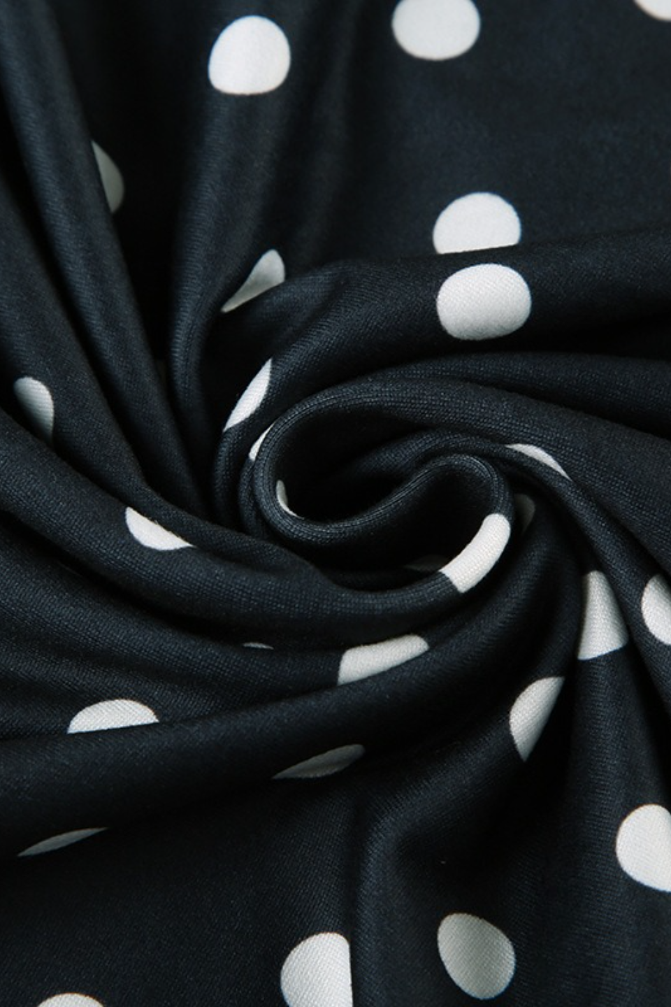 Polka Dot Print Slim Crop Waist Long Sleeve Crop Top - Fashionpara