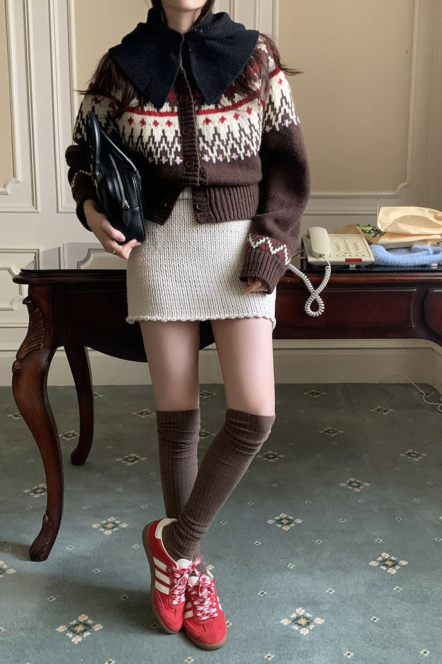 Thick Fair Isle Jacquard Cardigan for Cozy Winter Style