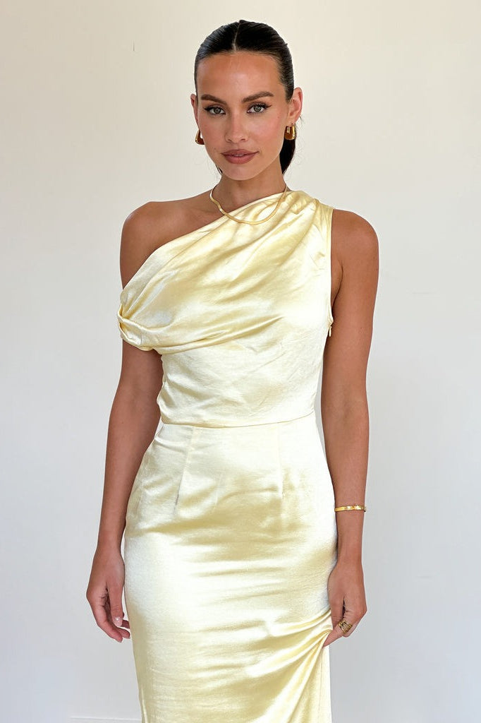 Satin One Shoulder Cowl Neck Maxi Dress - View 7