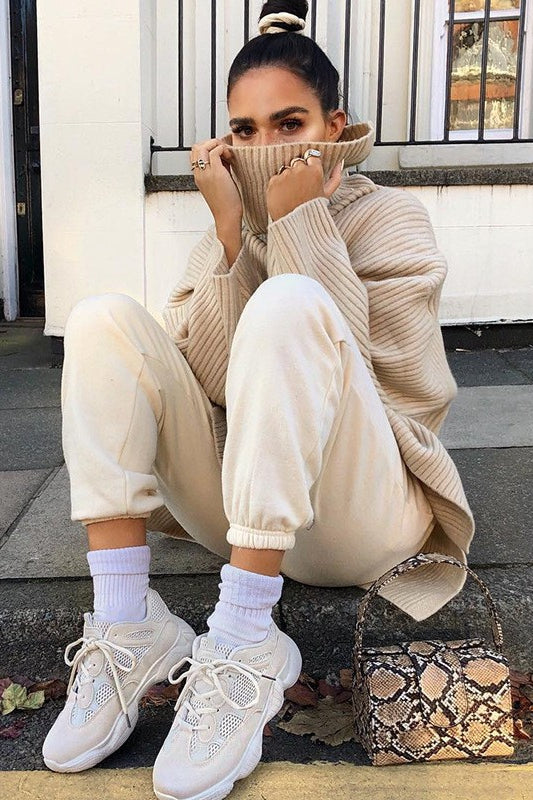 PrincessAce High Neck Loose Knit Sweater for Cozy Style