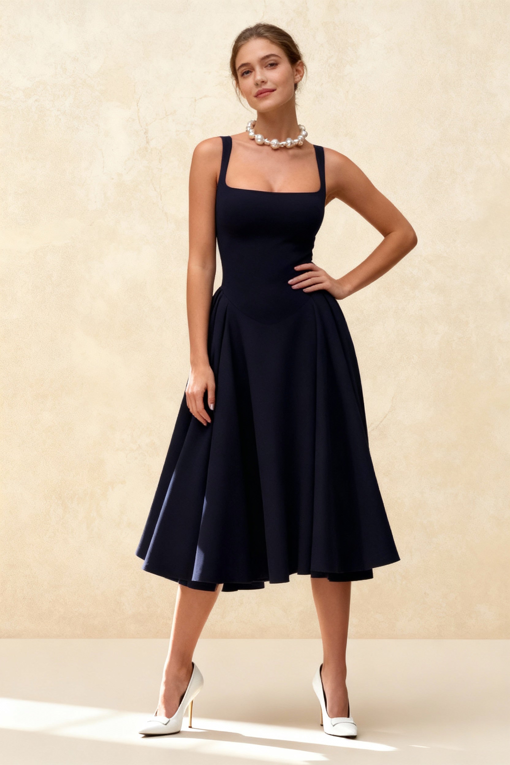 Backless Square Neck Fitted Party Dress