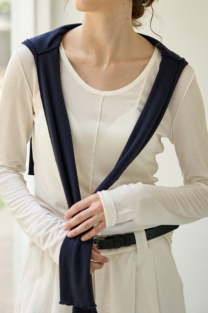 Tencel Wool Blend Round Neck Knit Top 7
