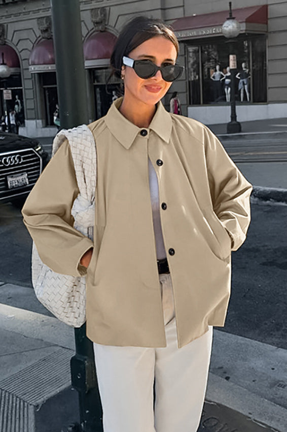 Stylish French Khaki Utility Trench Coat for All Seasons