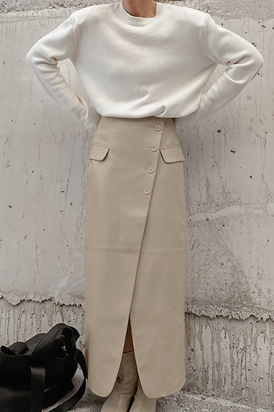 Matte Leather A-Line Skirt