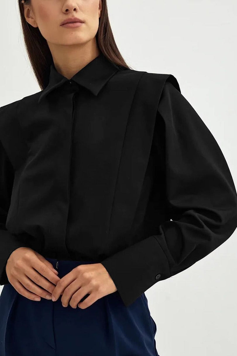 Office Chic Square Shoulder Blouse