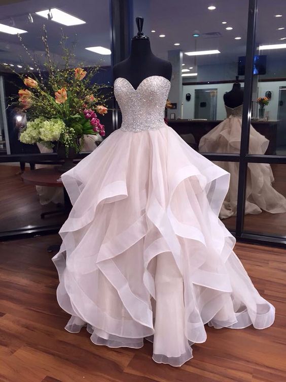 Stunning and Elegant Princess Party Wear Gown Prom Dresses Wedding Dress - Fashionpara