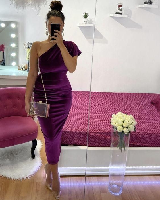 Simple purple long prom dress, evening dress - Fashionpara