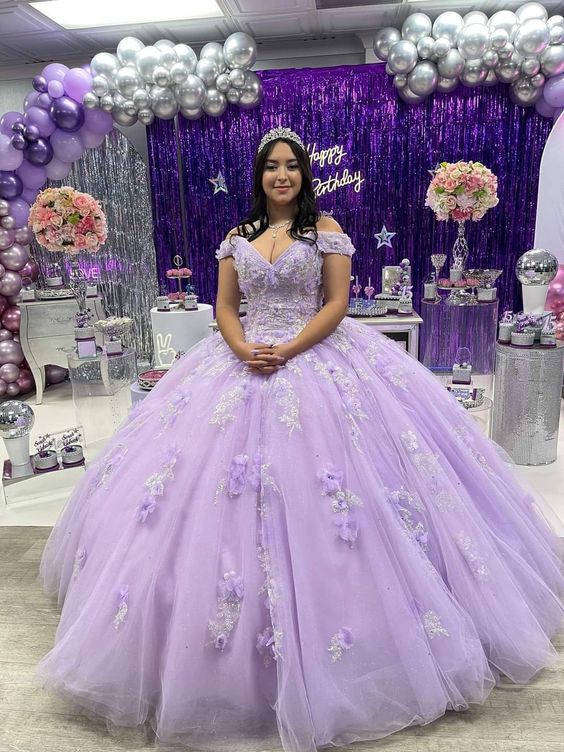 Princess Purple Prom Ball Gown Dresses - Fashionpara